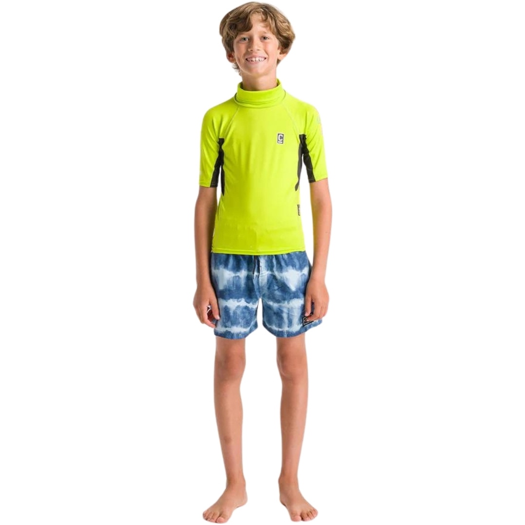 2026 C-Skins Junior NuWave X Short Sleeve Rash Vest C-NLYSSJ - Lime / Anthracite / Multi